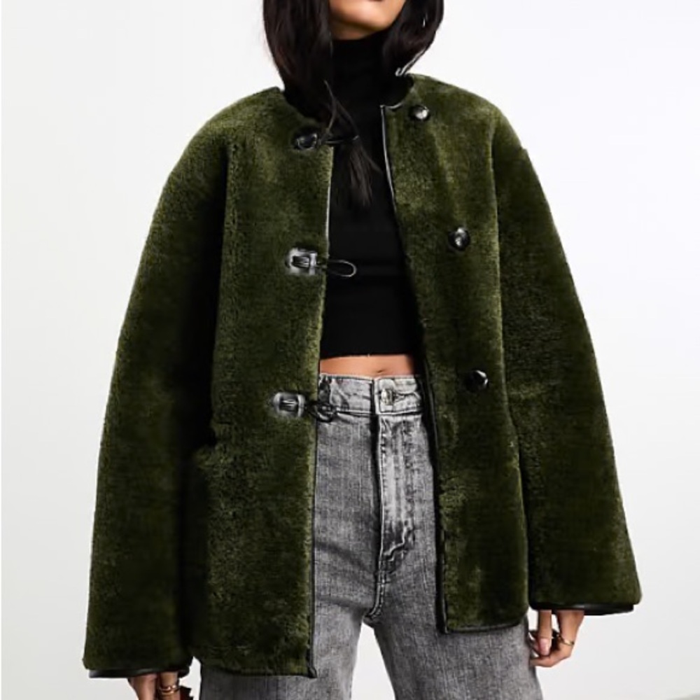Mango Shearling/Sherpa Leather Jacket